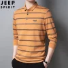 STRIPED LONG SLEEVE LAPEL POLO SHIRT