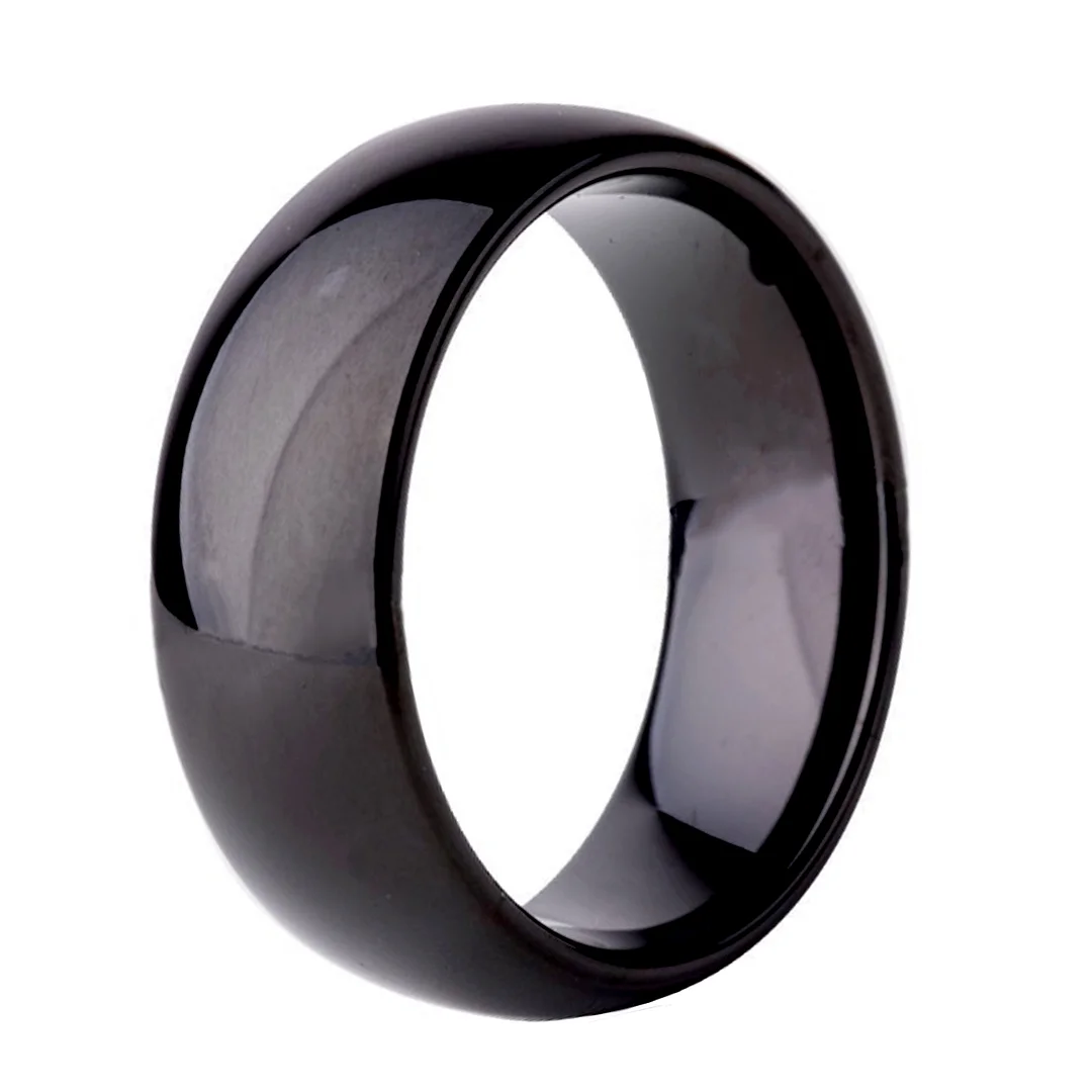 6MM 8MM Black Couples Dome Tungsten Carbide Rings High Polished