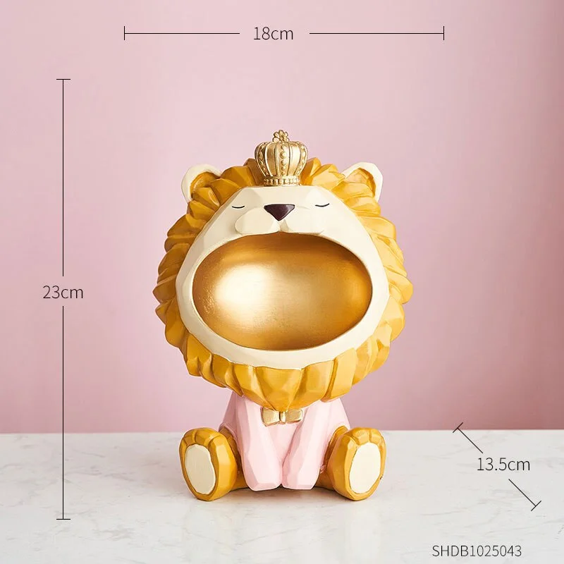 Lion Storage Cartoon Animal Model Nordic Resin Key Remote Snack Container Makeup Organizer Living Room Study Office Storage gift
