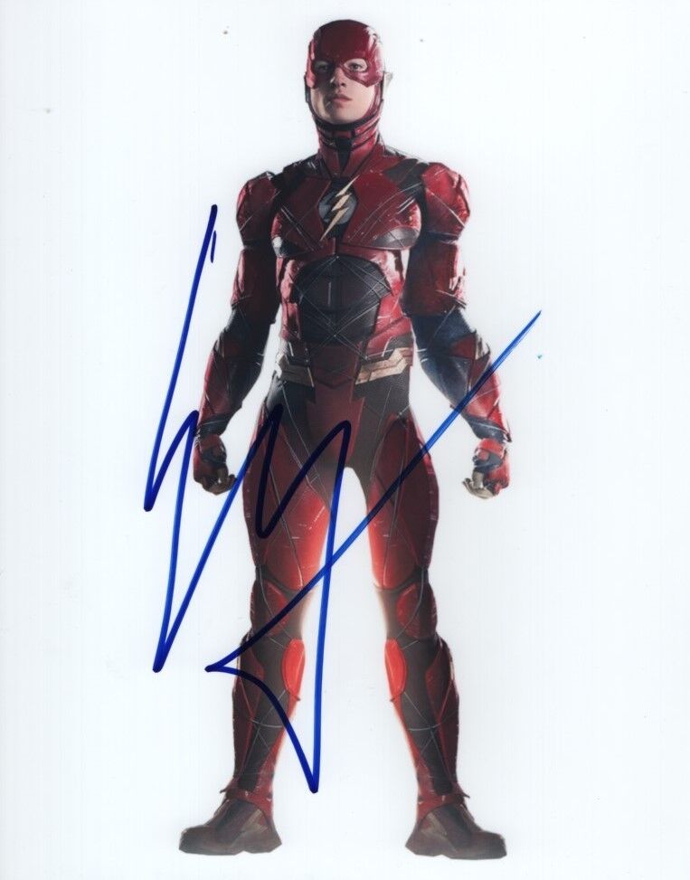 EZRA MILLER signed autograph JUSTICE LEAGUE THE FLASH BARRY ALLEN DC COMIC Photo Poster painting