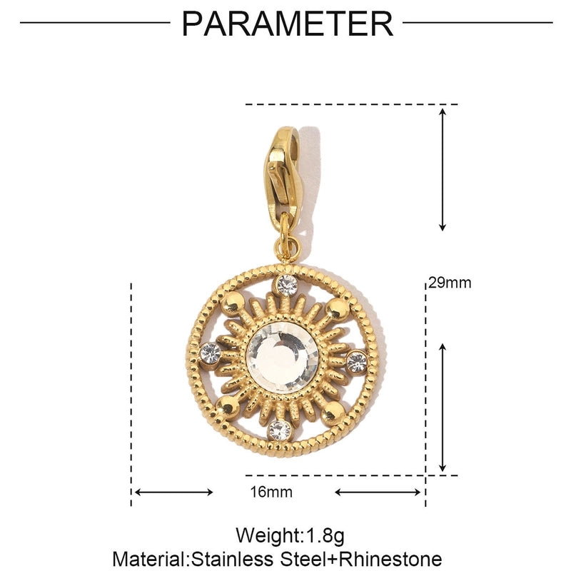 3 PCS/Package Titanium Steel Rhinestones Sun Moon Pendant Jewelry Accessories