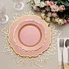 10 Pack | 8" Dusty Rose Plastic Dessert Salad Plates, Disposable Tableware Round With Gold Scalloped Rim