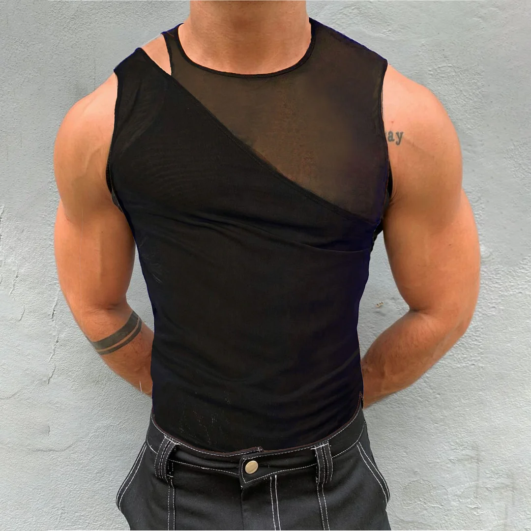 Men's Irregular Deconstructed Crop Sleeveless Top-inspireuse