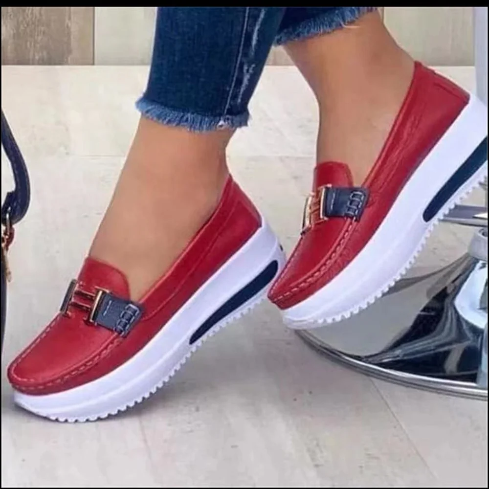 Yyvonne Thick-Soled Women's Shoes 2025 New Casual Single-Shoe Women's Metal Buckle Lazi Shoes Lefu Shoes