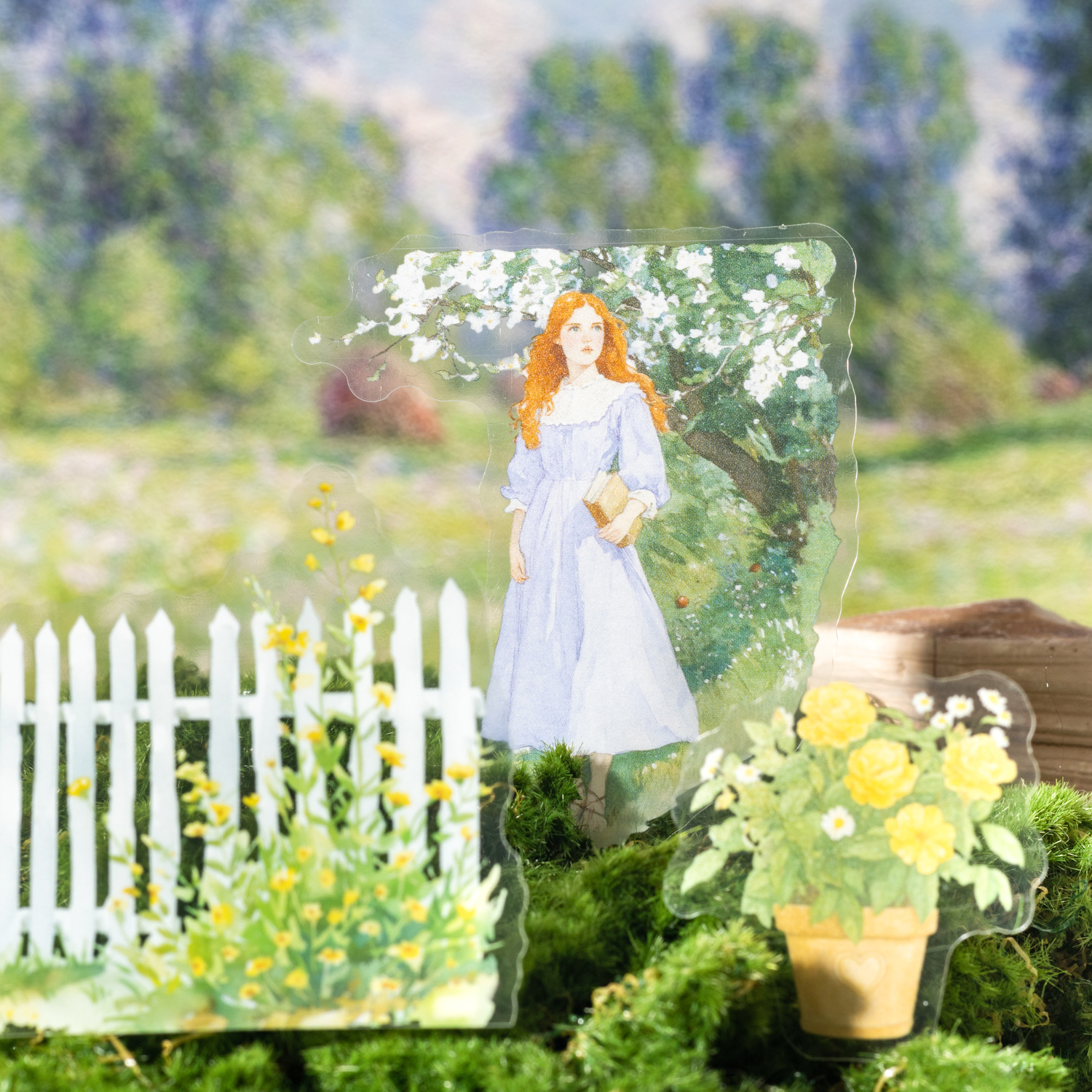 PET 스티커 - 목가적인 시간 시리즈 빈티지 정원 꽃 캐릭터 조경