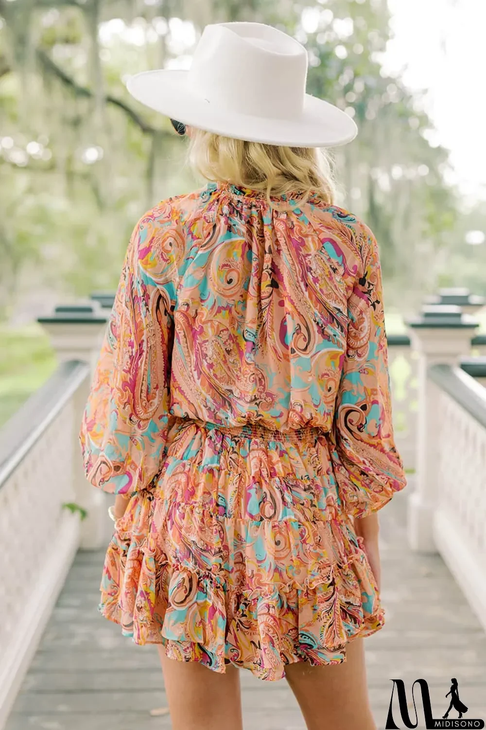 MidiSono - Multicolour Paisley Print Frilled Mini Dress