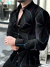 Men's Lapel Spring and Autumn New Casual Personality Tide Men Long-sleeved 3D Digital Printing Shirt Large Size Breathable Shirt S,M,L,XL,XXL,XXXL-KZyou