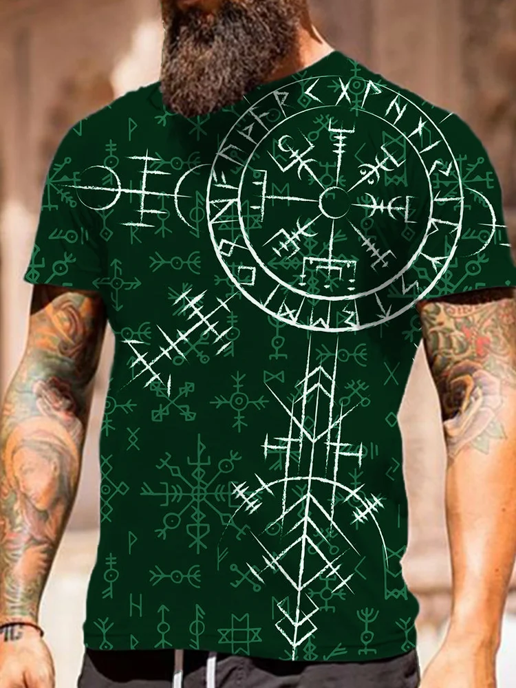 BrosWear Men's Viking Compass Vegvisir Casual T Shirt
