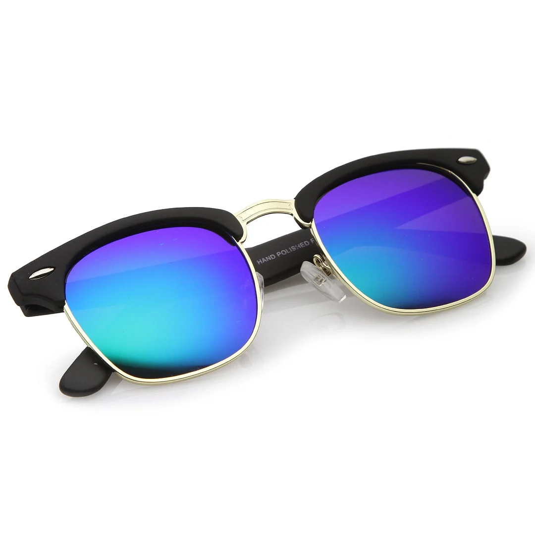 Rubberized Mirror Lens Half Frame glasses 49mm