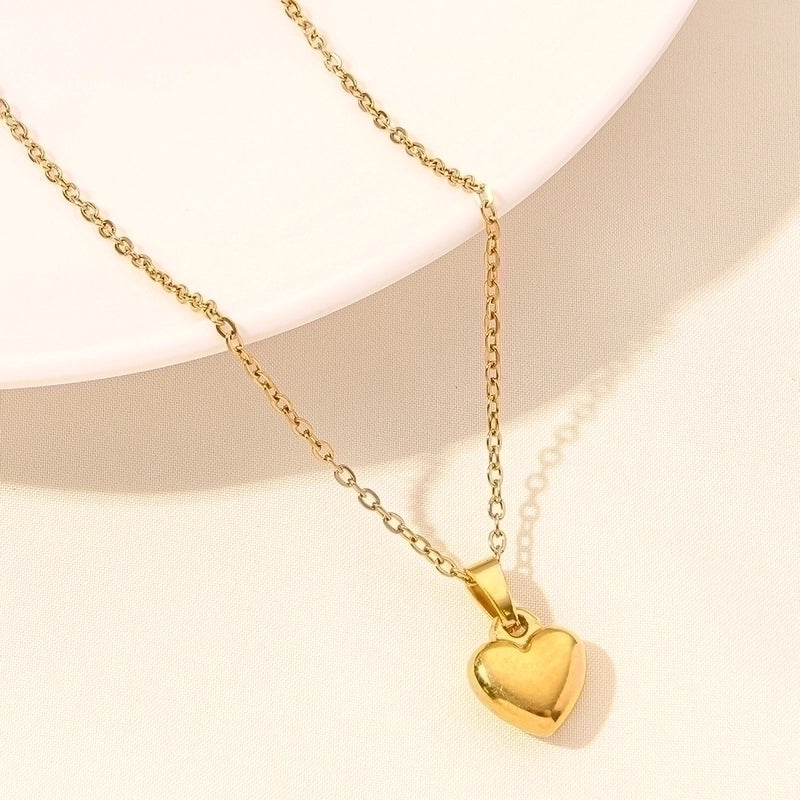 Elegant Minimalist Heart Shape 304 Stainless Steel 18K Gold Plated Plating Hollow Out Pendant Necklace
