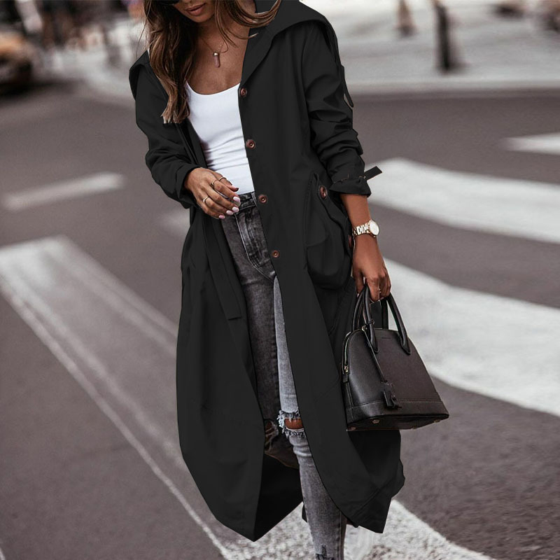 Fashion Casual Long Sleeve Hooded Trench Coat wearshes