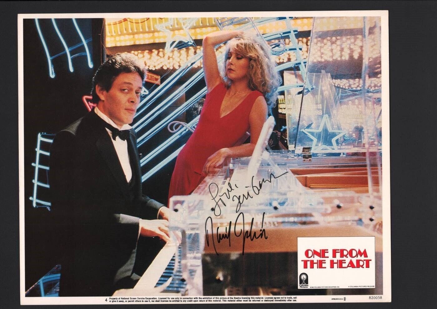 Raul Julia and Teri Garr- Signed Autograph Lobby Card - One From the Heart