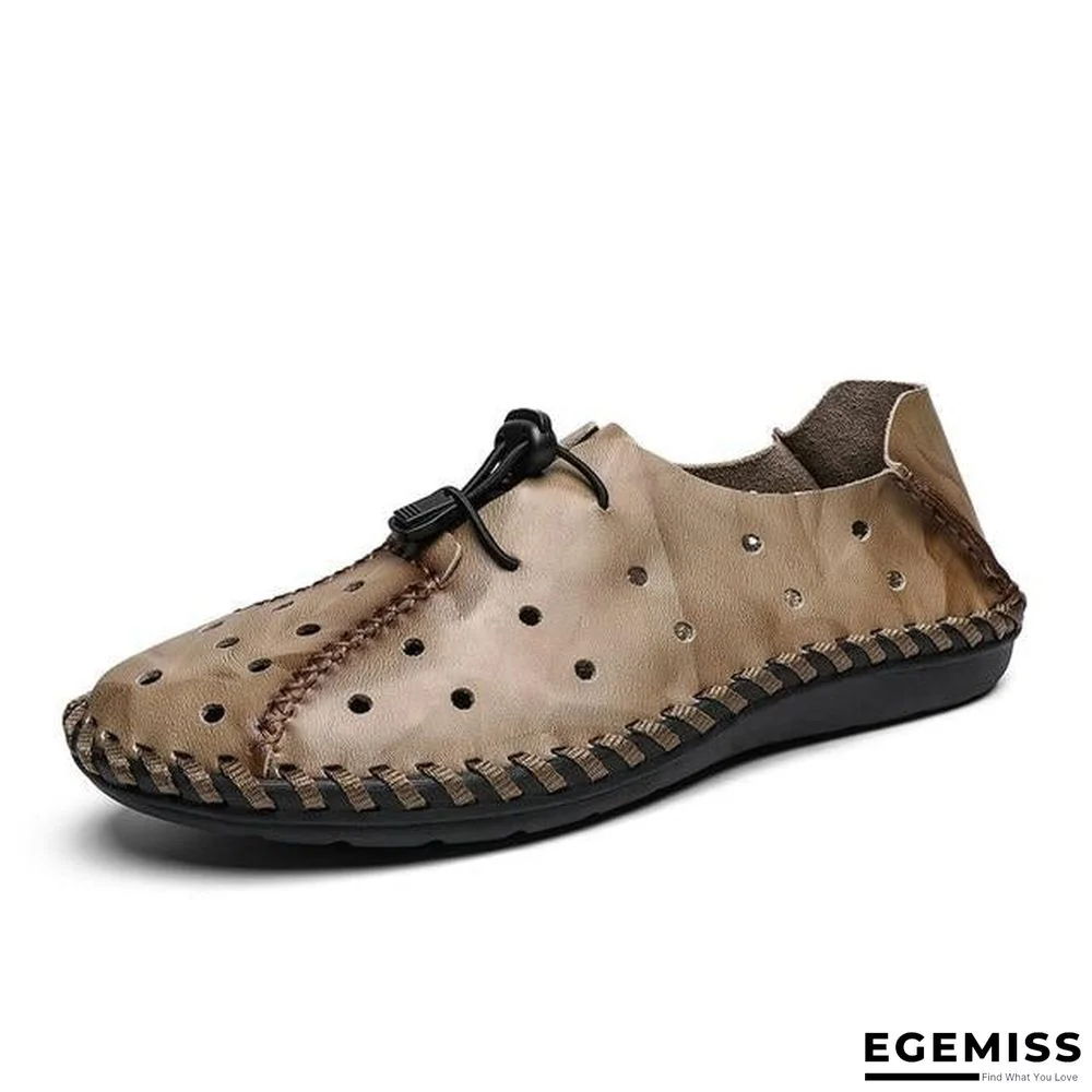 Men Breathable Genuine Leather Sandals Flats Fashion Casual Beach Shoes | EGEMISS