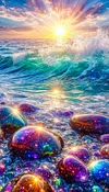 Luxury AB Velvet Diamond Painting Kit - Starry Seashore Pebbles