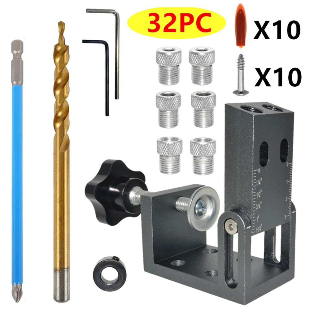 

32pcs Oblique Pocket Hole Dowelling Jig 15-Degree Drill Guide Hole Locator, 501 Original