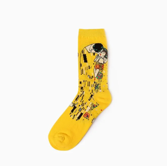 CUHAKCI Cotton Socks Funny Oil Painting Fashion Happy Socks Night Winter Male Female Colorful Print Van Gogh Art Sock one pair