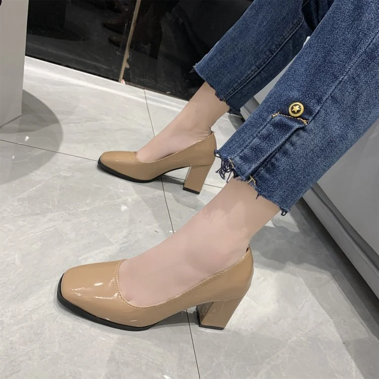 Churchf Churchf Heel Casual Women's Shoes Spring 2024 New Fashion Square Head Square Root High Heel 4243 Large Size Women's Shoes