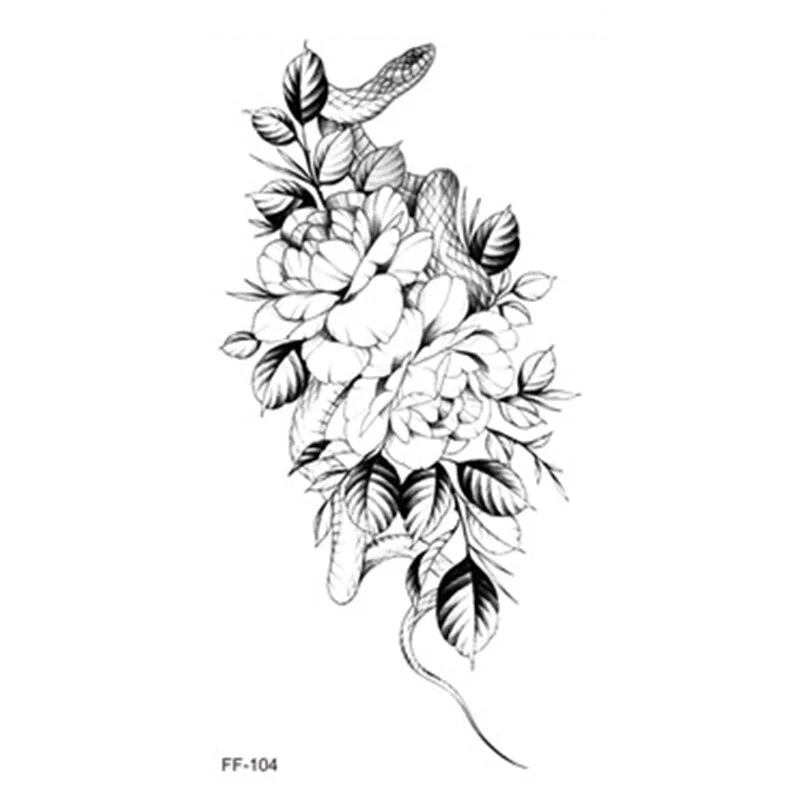 Large Body Art Arm Sleeves Snake Flower Temporary Tattoo Sticker Fast Rock Tattoo Women Waist Bracelet Fake Flash Tatoos Totem