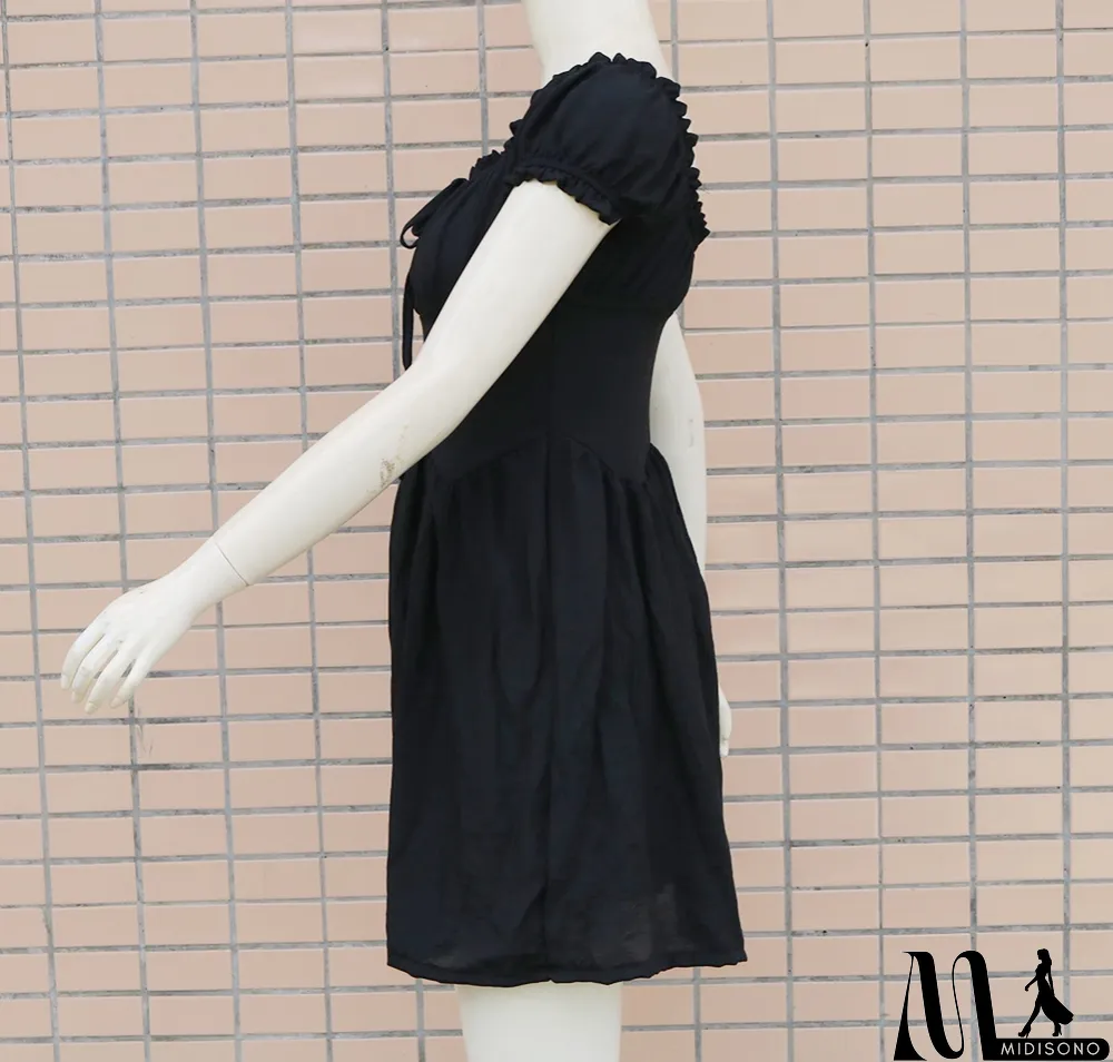 MidiSono - Summer Square High Waist Vintage Skater Dress