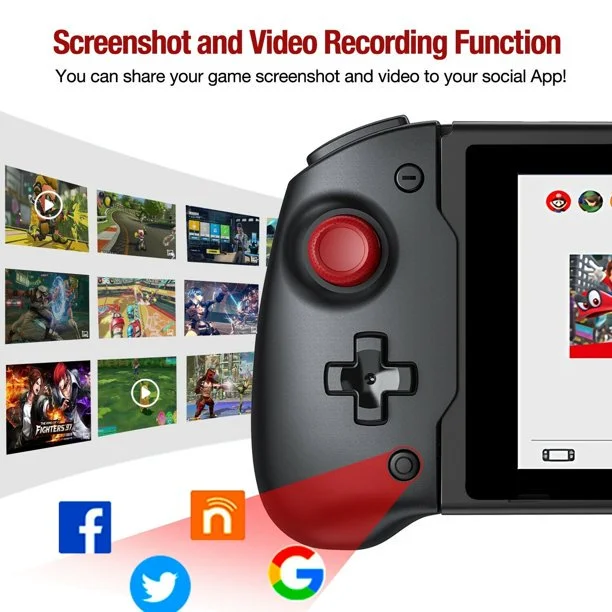 DinoFire Pro Controller for Nintendo Switch Handheld Mode, Switch Controller(Black)