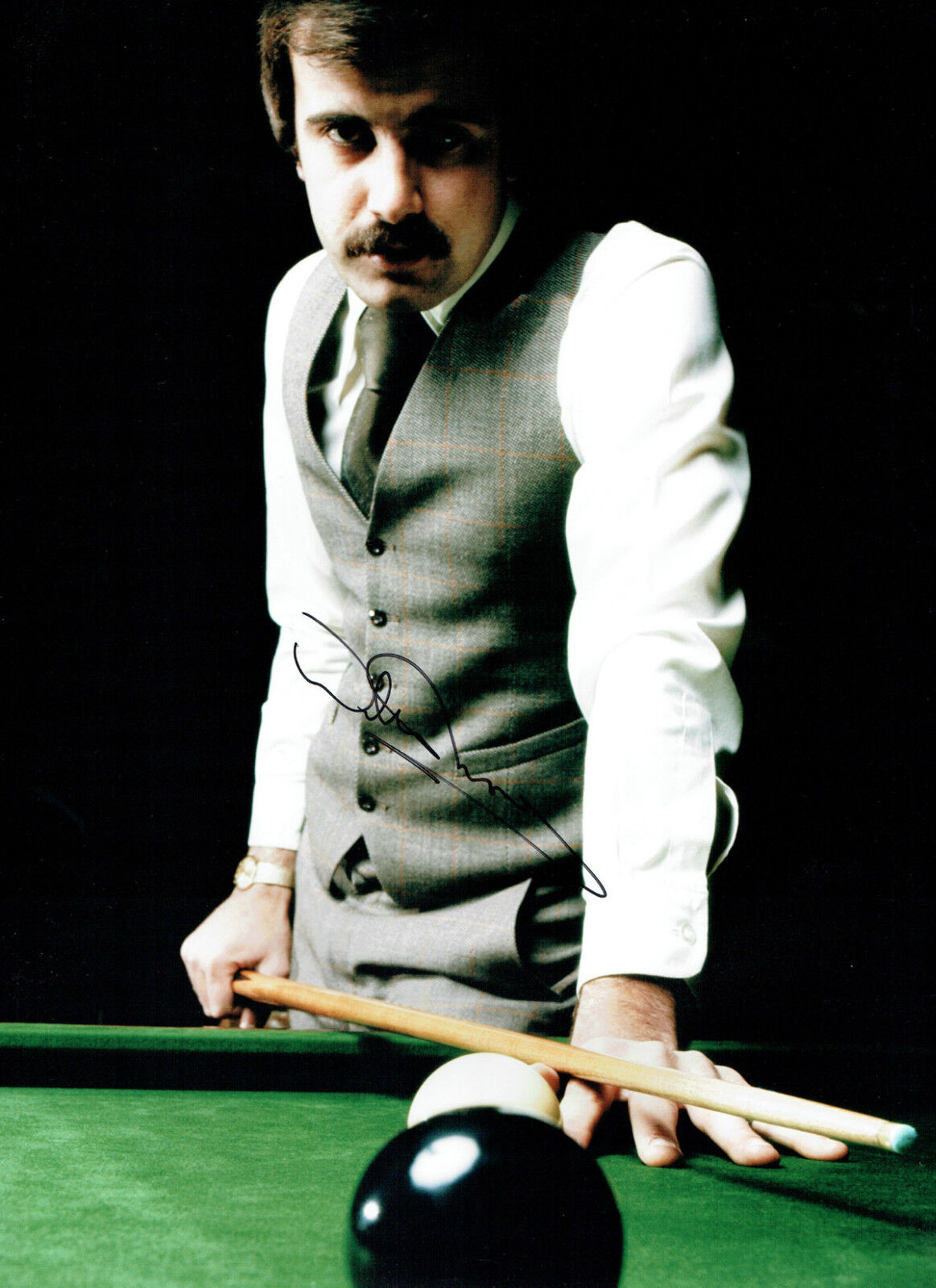 Willie THORNE Signed Autograph 16x12 Photo Poster painting World SNOOKER Crucible AFTAL COA