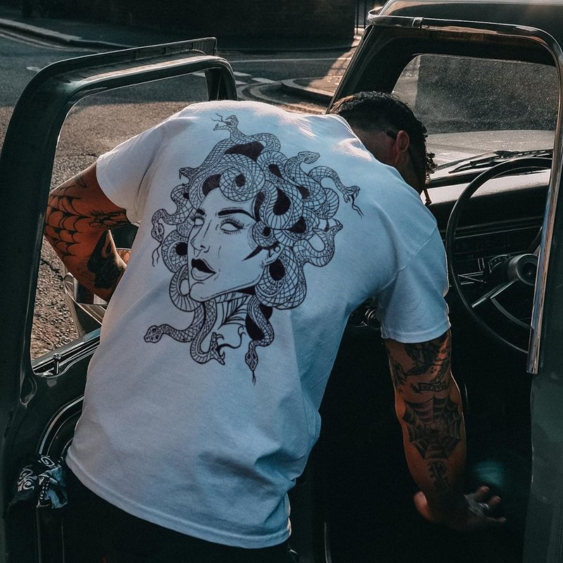Medusa print designer casual t-shirt - Krazyskull