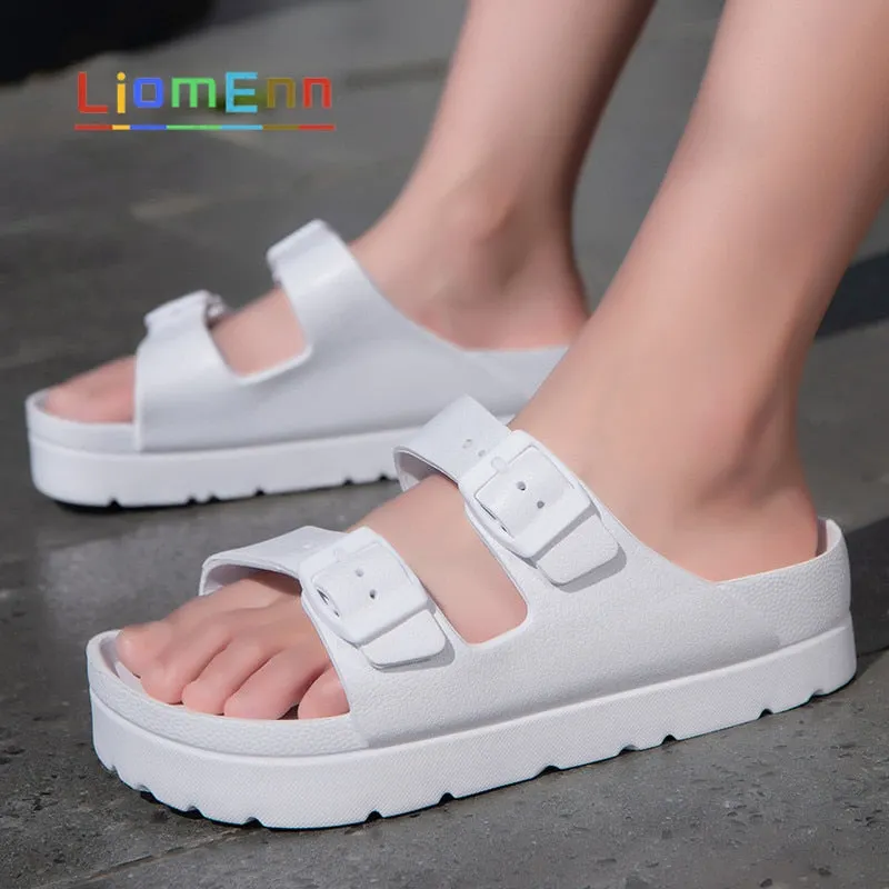 Summer Platform Sandals Women flip flops Beach Home Slippers Flat Pink Red Black White Slides 2021 EVA Light Casual Shoes female