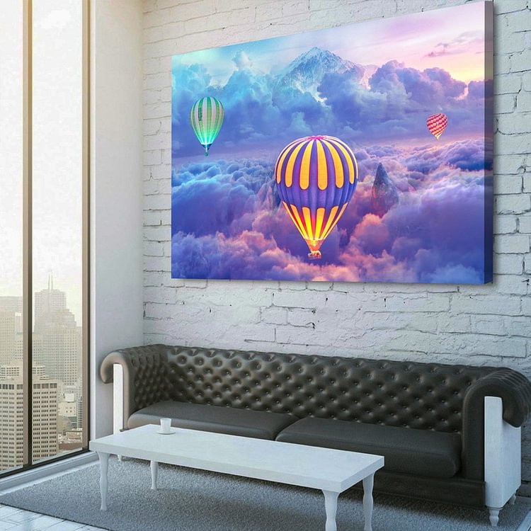Flying Hot Air Balloon Canvas Wall Art MusicWallArt