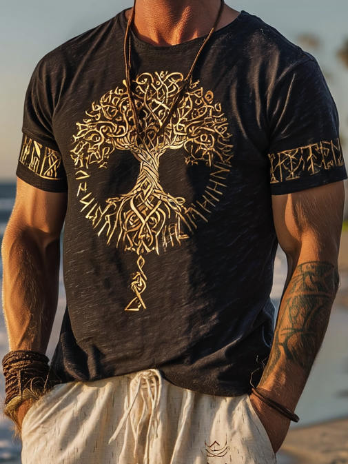 Men's Vintage Viking Distressed Linen Set – Tree Of Life & Rune Design / Rvogue / Rvogue