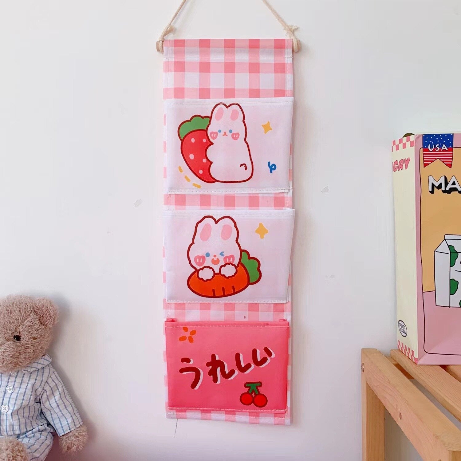 Home Decor Storage Bag Fabric Hanging Bag Cute Bedside Door Back ...