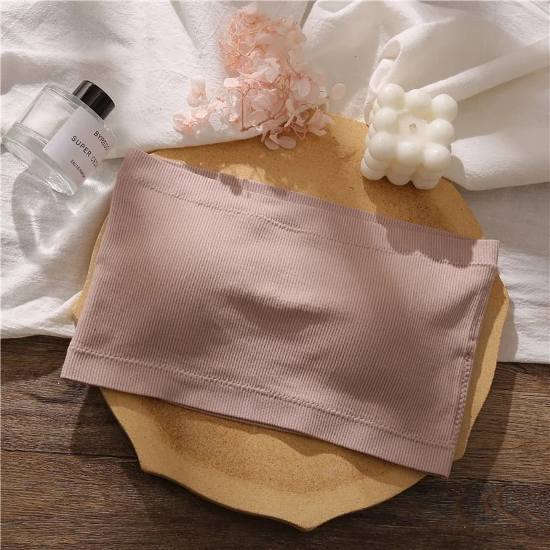 Women Tops Invisible Seamless Ribbed Top Female Underwear Sexy Camisole Tube Top Sleeveless Tank Crop Girls Intimates Lingerie