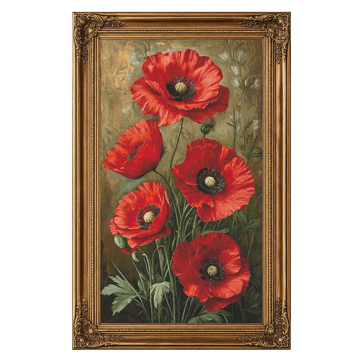 ZZ8634-Retro Poppy]_ 105.69_ Painting Fairy Cross Stitch_printed
