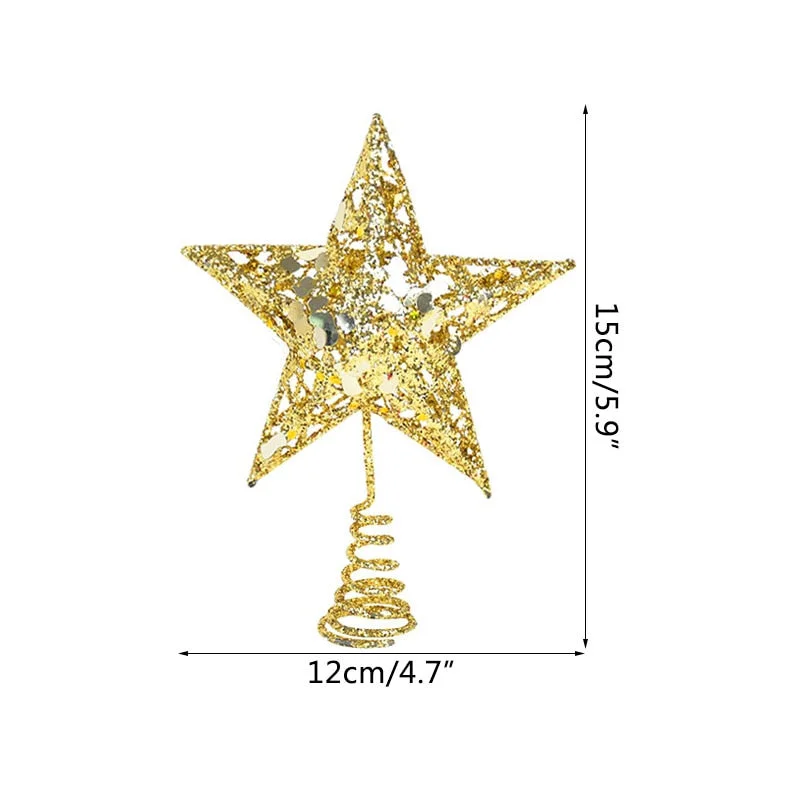 Gold Glitter Christmas Tree Top Iron Star Christmas Decorations For Home Xmas Tree Ornaments Navidad New Year 2021 Natal Noel