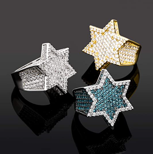 Gold Plated Zircon Sterling Star Shape Ring