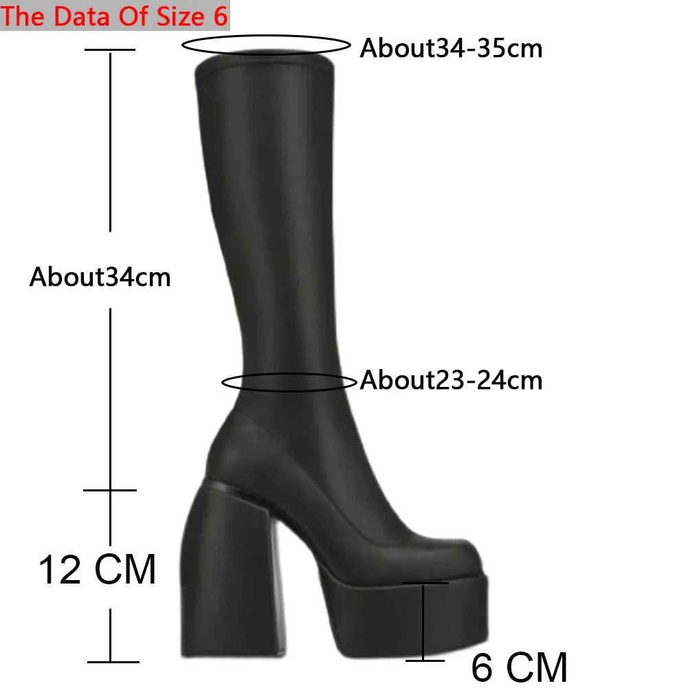 BONJOMARASIA On Sale New Fashion Platform Goth High Heels Women Boots Party Dress Elegant Sexy Design Stylish Boots For Woman