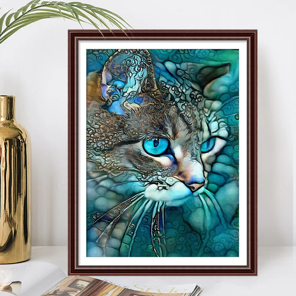 Diamond Painting - Full Round Drill - Blue Cat