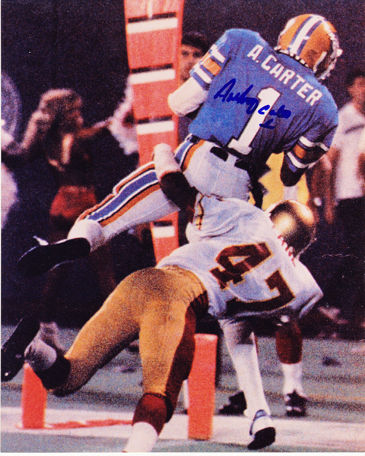 ANTHONY CARTER OAKLAND INVADERS USFL ACTION SIGNED 8x10