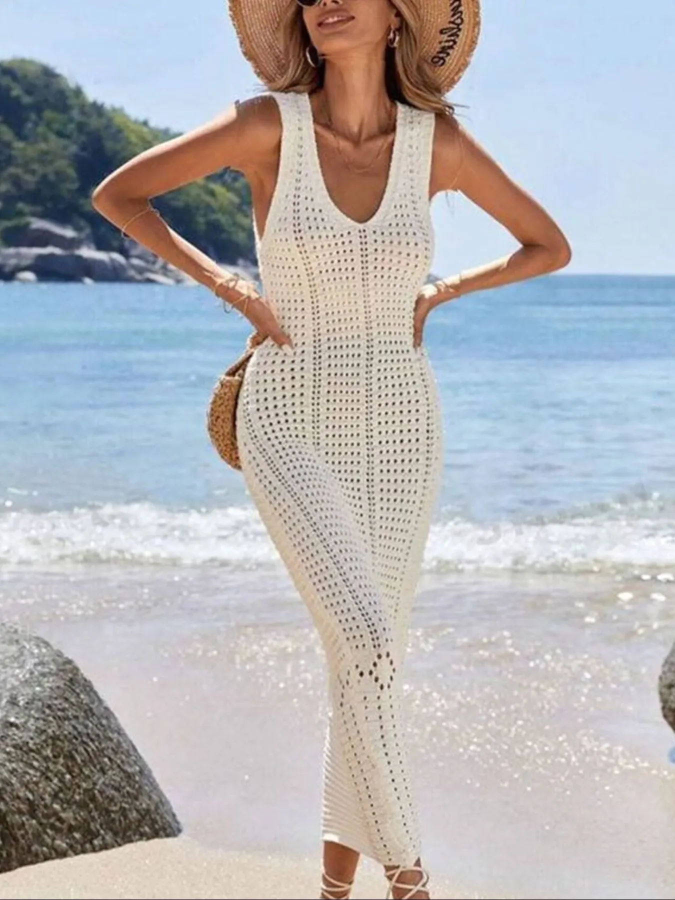Sleeveless Crochet Knit Dress mysite idetrend