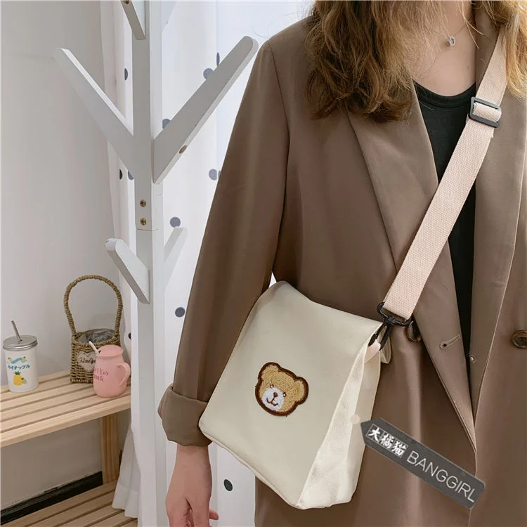 Fashion Mini Cell Phone Bag Korean Crossbody Bag Female Canvas Shoulder & Crossbody Bag Preppy Style Money Bags For Girls