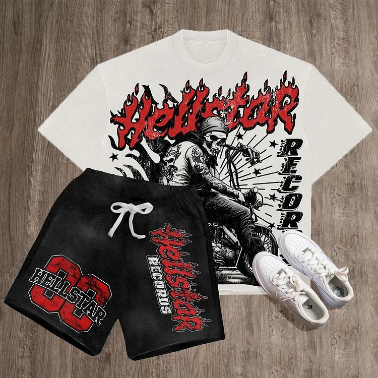 Hellstar Skull Graphic T-Shirt And Shorts Set