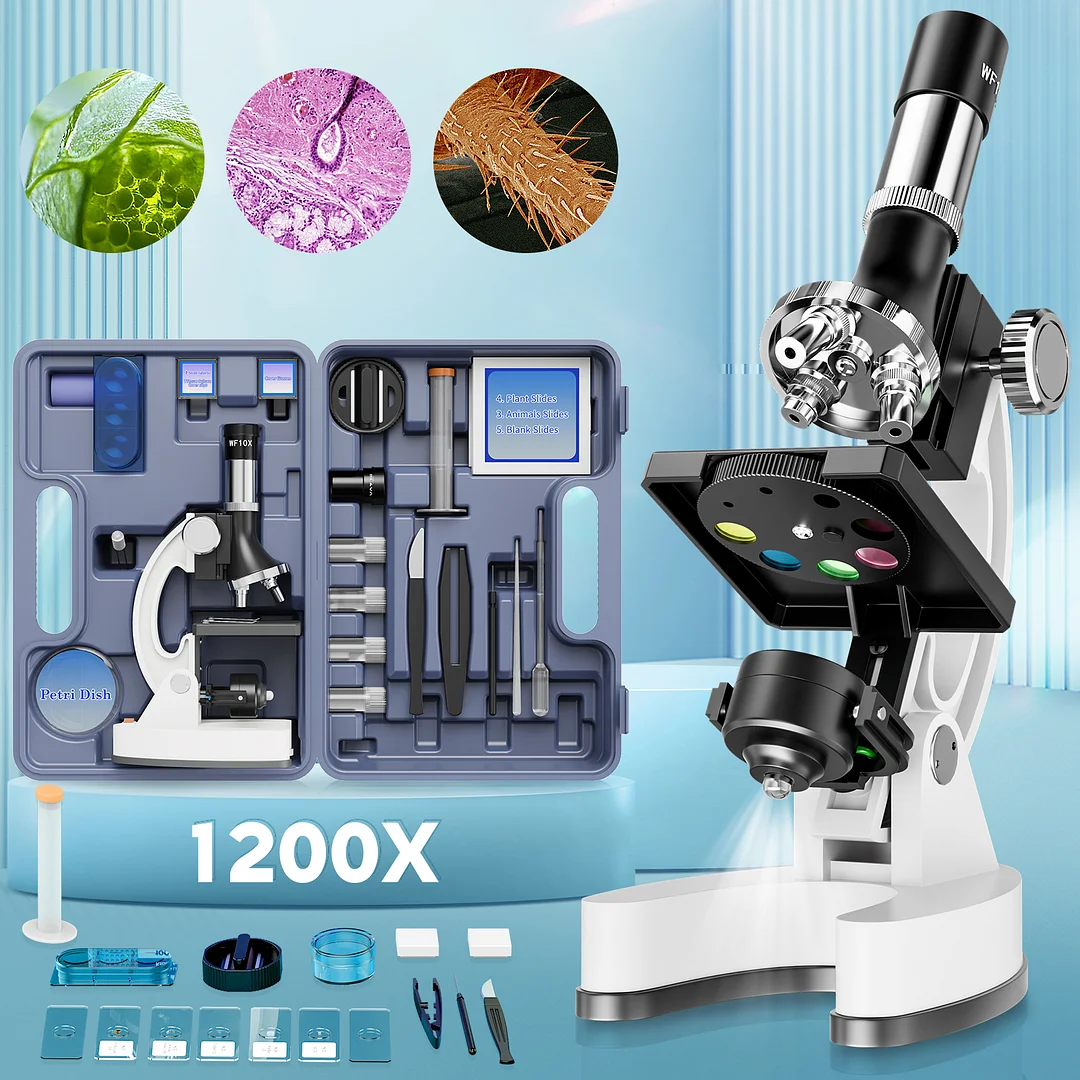 BEBANG Kids Microscope Kit with Carrying Box, 100X-1200X Magnification
