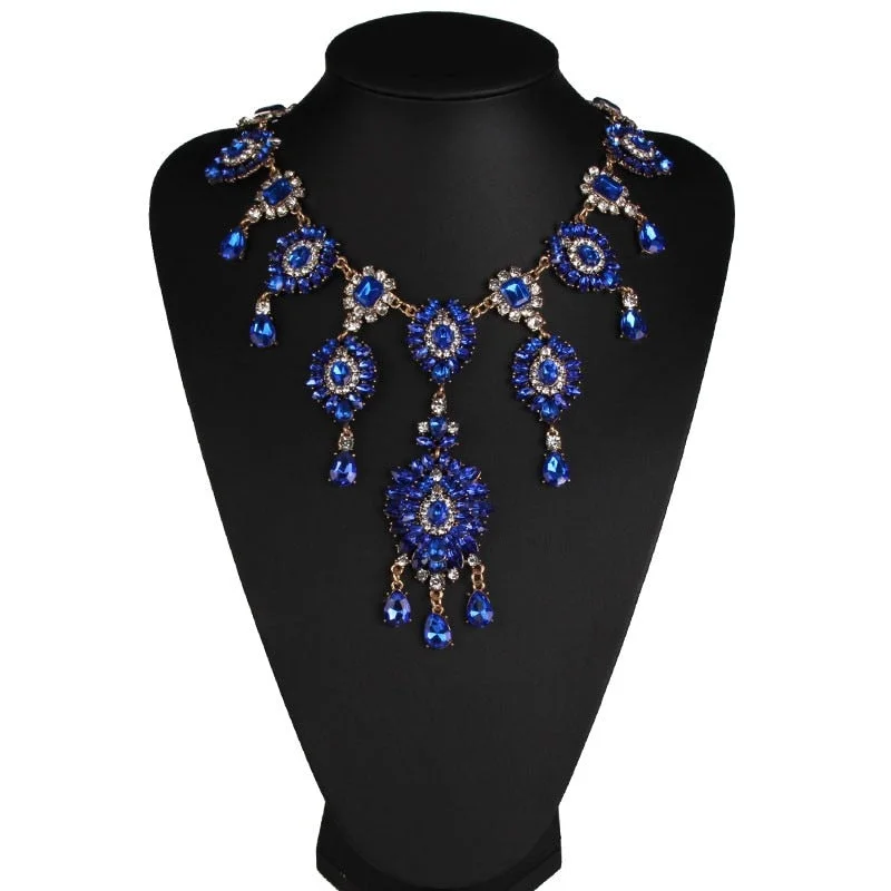 Dvacaman Summer Sex Body Jewelry Chain Handmade Multicolor Statement Necklace Jewelry Women Crystal Flower Pendant Necklace 8639