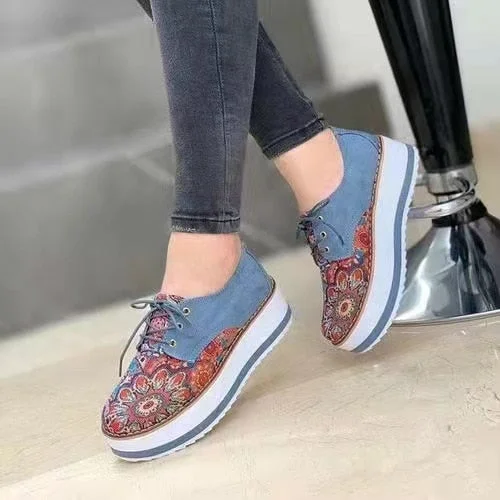 Women's Shoes 2021 Trendy Size 43 Flats Women Casual Platform Shoes Woman Socofy Lace Up Loafers Shoes Zapatillas Mujer