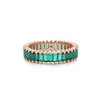 14K Rose Gold 3*1.5mm Baguette Cut Zambian Lab Emerald Eternity Ring