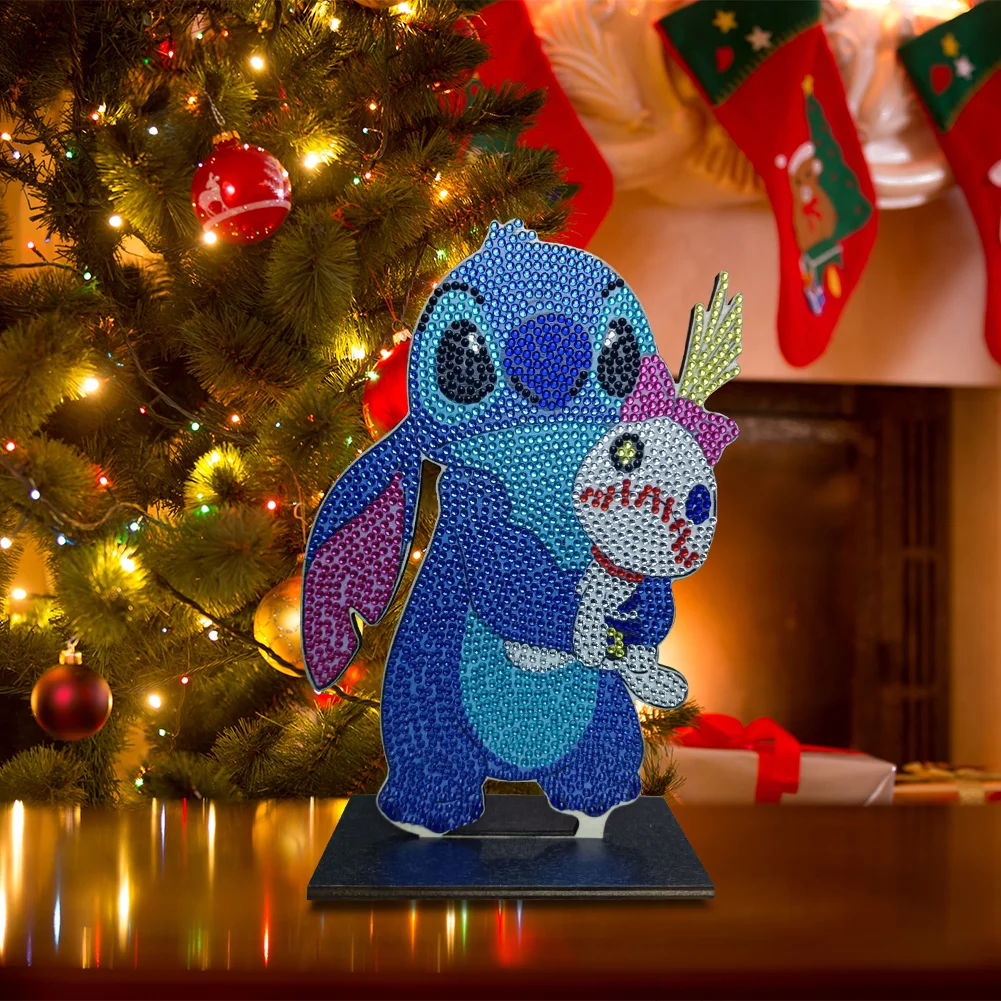 DIY Stitch Table Ornament Art Crafts Wooden Single Sided Home Decoration