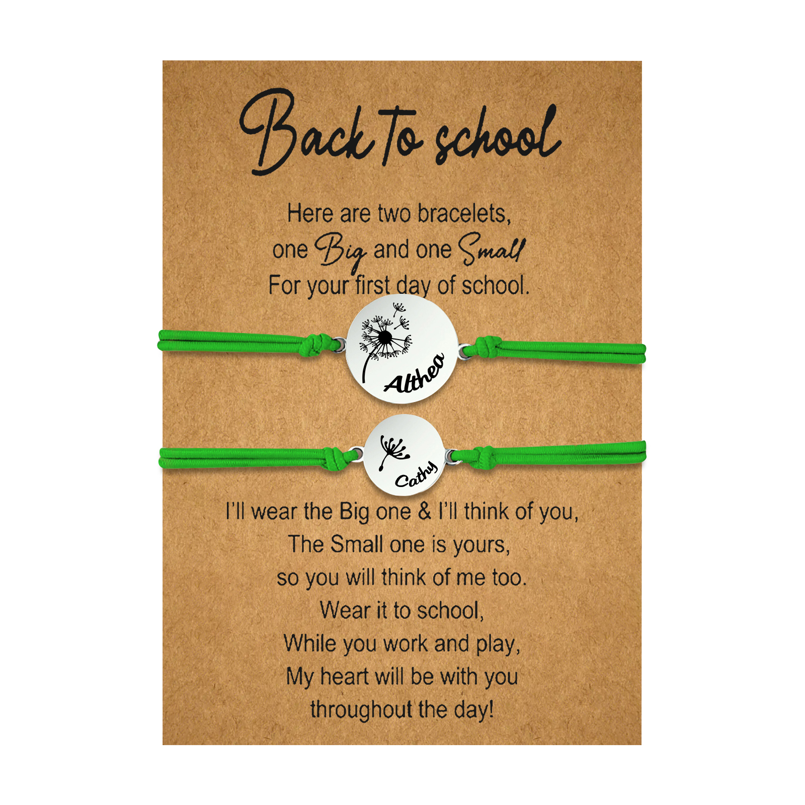 2 Pcs Dandelion Bracelet Set Custom 2 Names Adjustable Bracelets Back to School Gifts for Daughter-Jessemade AU