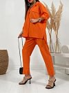 Lapel Long Sleeve Shirt With Pants Solid Color Set