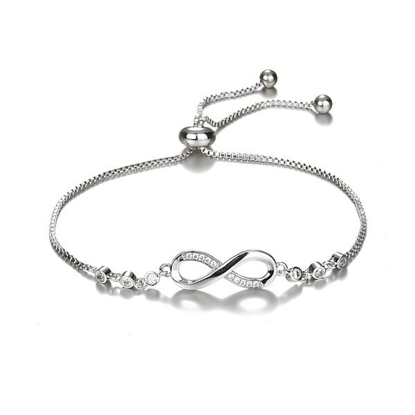 2022 New Arrival Fashion 925 Sterling Silver Charm Bracelet Jewelry Infinity Eight Crystal Diamond Link Chain Bracelet Ankle Bracelets for Women - Shop Trendy Women's Fashion | TeeYours