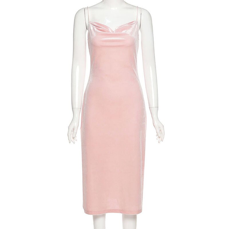  Pink Y2K Dress Up Party Spaghetti Strap Sexy Split Out Solid Straight Sliver Summer Dress Female Elegant Pajamas 2025 New