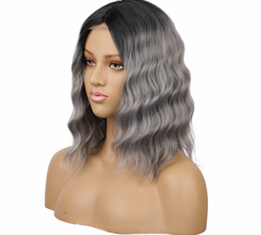 Mature Ladies Front Lace Short Curly Gray Synthetic Wig -  Older In Fashion